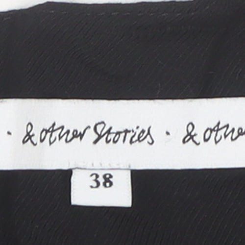 & Other Stories Women's Black Viscose Blouse Size 10 Zip Back Top