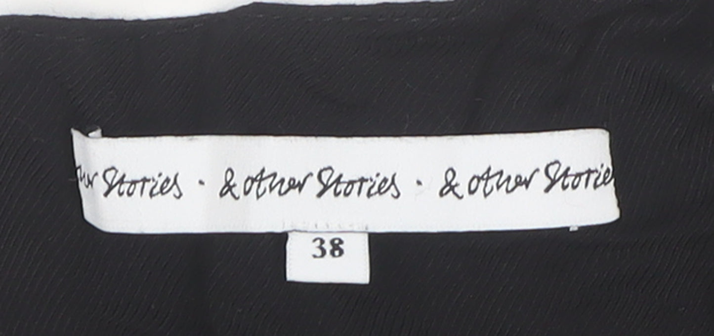 & Other Stories Women's Black Viscose Blouse Size 10 Zip Back Top
