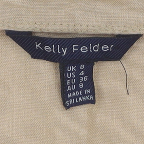 Kelly Felder Women’s Beige Linen Blend Cropped Blouse Size 8