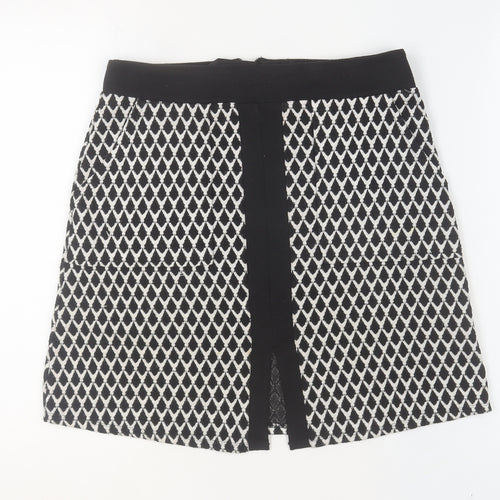 Wallis Women’s Black Geometric Knee Length Pencil Skirt Size 10