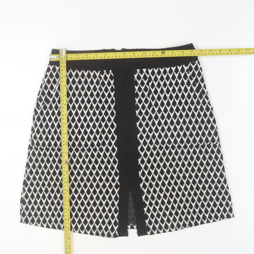 Wallis Women’s Black Geometric Knee Length Pencil Skirt Size 10
