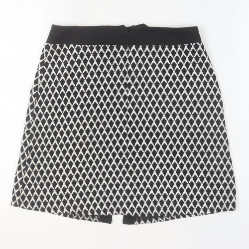 Wallis Women’s Black Geometric Knee Length Pencil Skirt Size 10