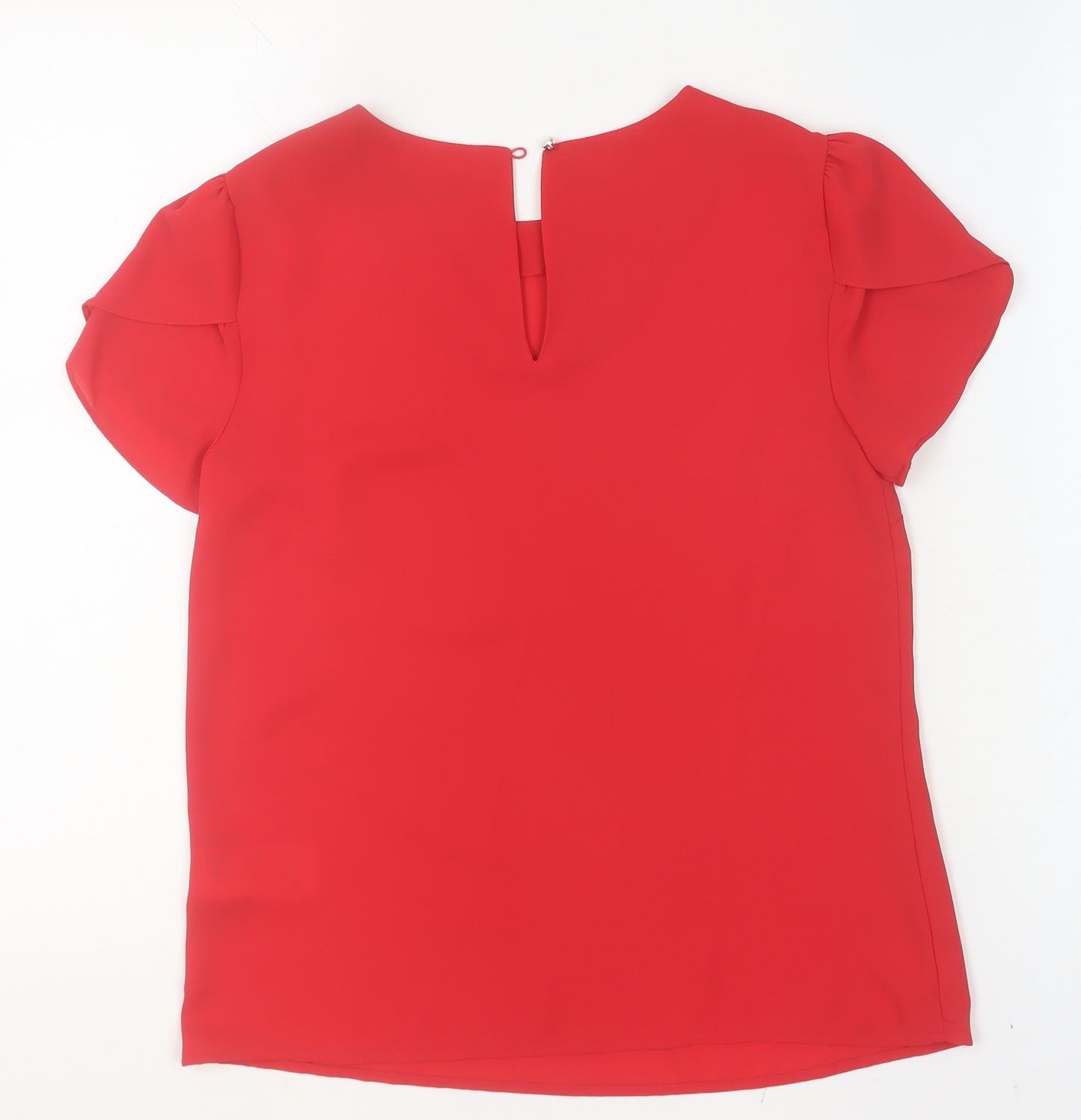 Oasis Women Red Short Sleeve Blouse UK 6 Polyester Basic Top