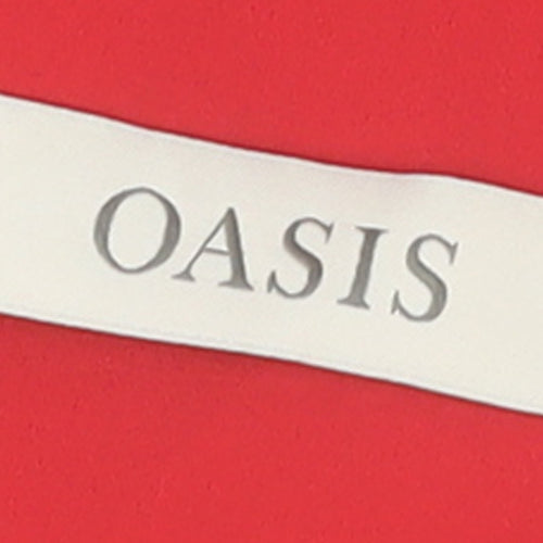 Oasis Women Red Short Sleeve Blouse UK 6 Polyester Basic Top