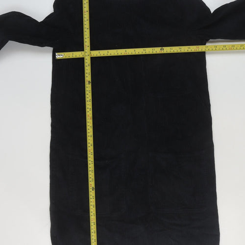 COS Women Black Cotton Corduroy Shift Dress Size 6 Long Sleeve
