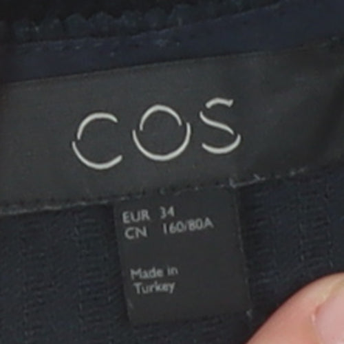 COS Women Black Cotton Corduroy Shift Dress Size 6 Long Sleeve