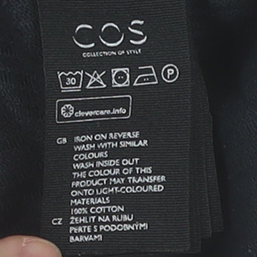 COS Women Black Cotton Corduroy Shift Dress Size 6 Long Sleeve