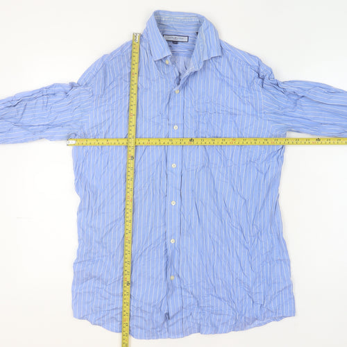 Tommy Hilfiger Men's Blue Striped Cotton Long Sleeve Button-Up Shirt M