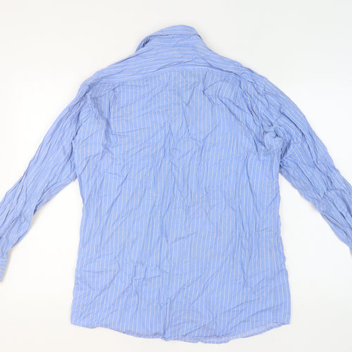 Tommy Hilfiger Men's Blue Striped Cotton Long Sleeve Button-Up Shirt M