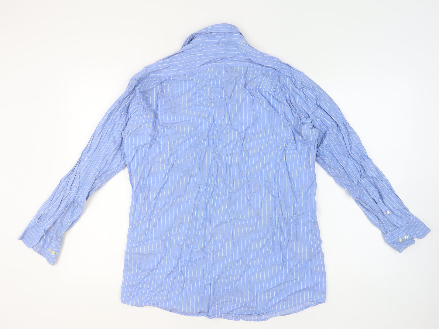 Tommy Hilfiger Men's Blue Striped Cotton Long Sleeve Button-Up Shirt M