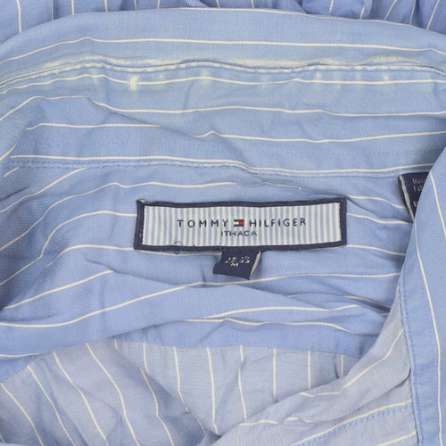 Tommy Hilfiger Men's Blue Striped Cotton Long Sleeve Button-Up Shirt M