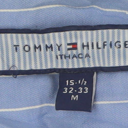 Tommy Hilfiger Men's Blue Striped Cotton Long Sleeve Button-Up Shirt M