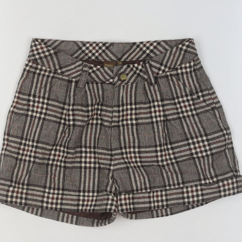 Tyess Girls Brown Check Chino Shorts Size 10A 140cm 100% Cotton