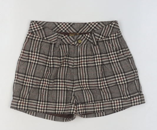 Tyess Girls Brown Check Chino Shorts Size 10A 140cm 100% Cotton