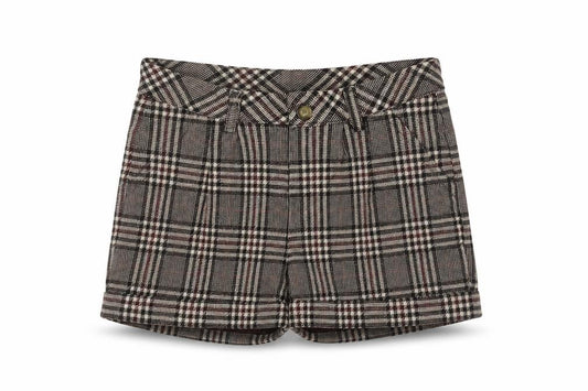 Tyess Girls Brown Check Chino Shorts Size 10A 140cm 100% Cotton