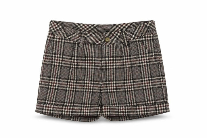 Tyess Girls Brown Check Chino Shorts Size 10A 140cm 100% Cotton