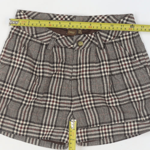 Tyess Girls Brown Check Chino Shorts Size 10A 140cm 100% Cotton