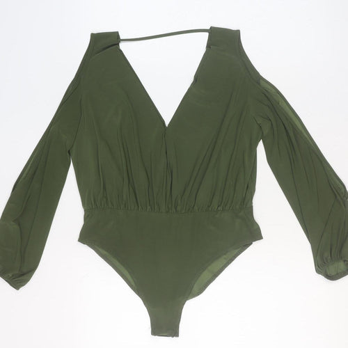 New Look Women's Green Size 16 High Neck Long Sleeve Bodysuit