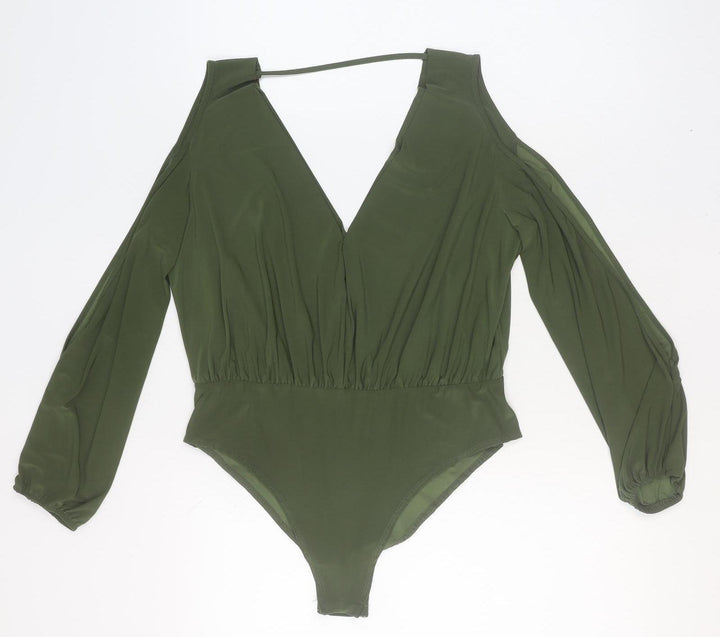 New Look Women's Green Size 16 High Neck Long Sleeve Bodysuit