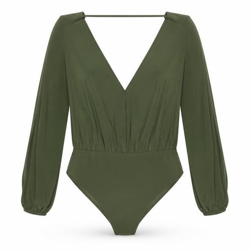 New Look Women's Green Size 16 High Neck Long Sleeve Bodysuit