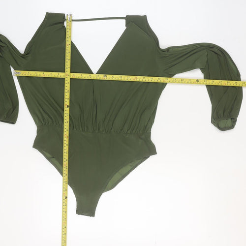 New Look Women's Green Size 16 High Neck Long Sleeve Bodysuit