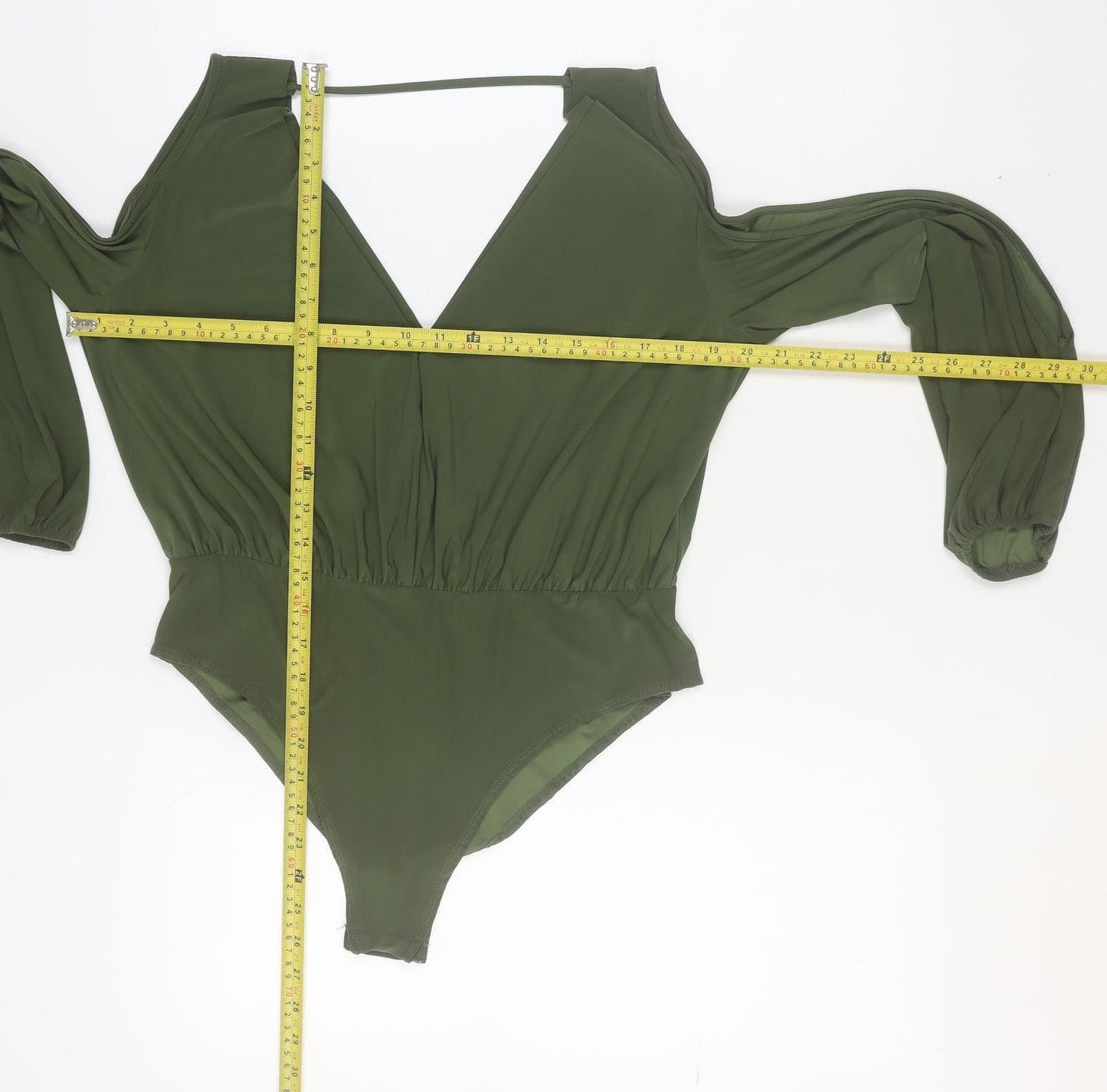 New Look Women's Green Size 16 High Neck Long Sleeve Bodysuit