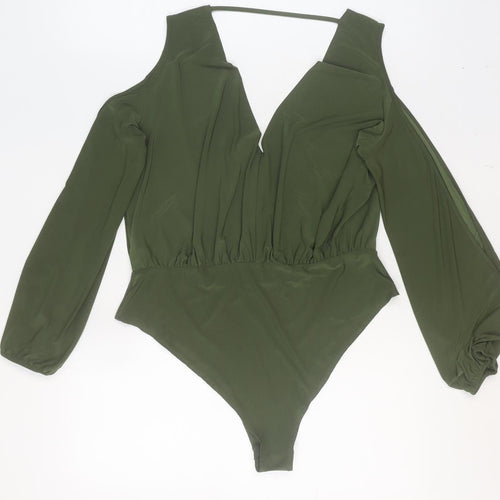New Look Women's Green Size 16 High Neck Long Sleeve Bodysuit