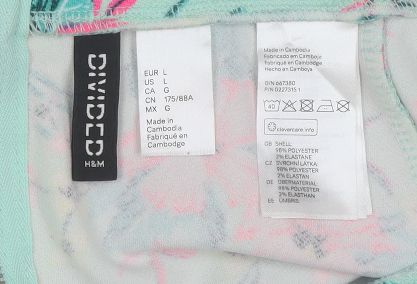 H&M Divided Women's L Floral A-Line Short Skirt Mint Green