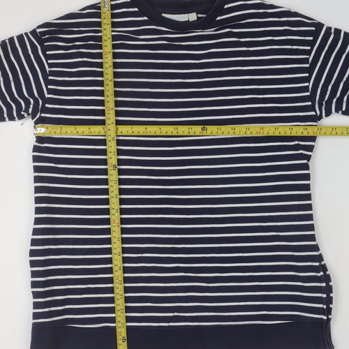 JoJo Maman Bébé Women Navy White Striped Cotton Pullover Sweatshirt S