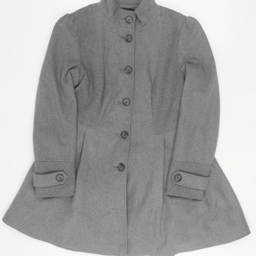 George Womens Grey Military Style Mid-Length Coat Size 16