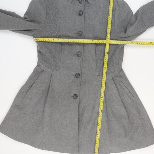George Womens Grey Military Style Mid-Length Coat Size 16