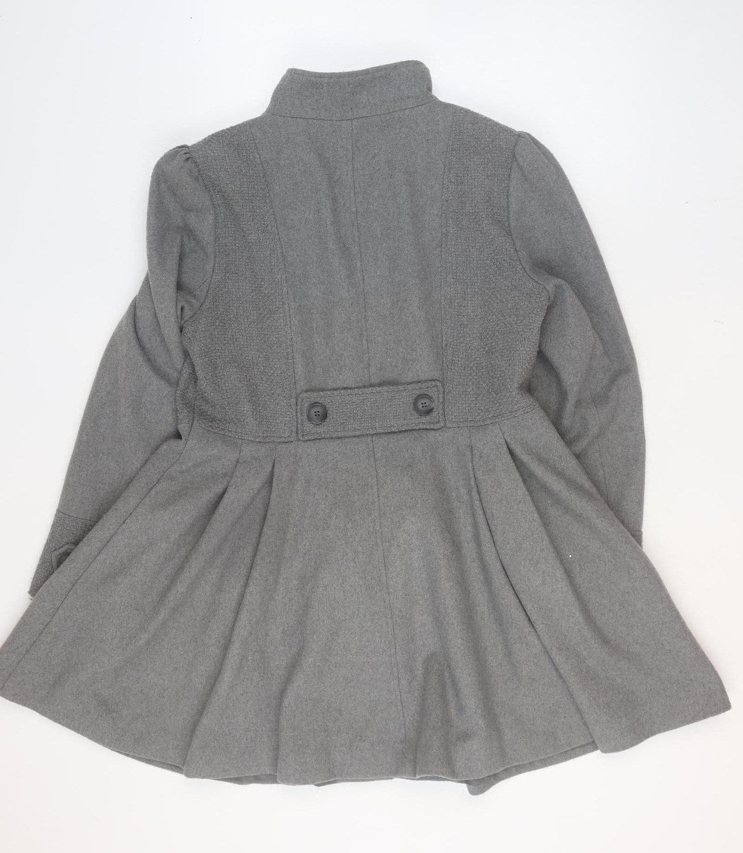George Womens Grey Military Style Mid-Length Coat Size 16