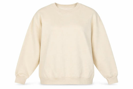 Front view of PRETTYLITTLETHING Women Beige Pullover Sweatshirt, size 8, Graphic Print