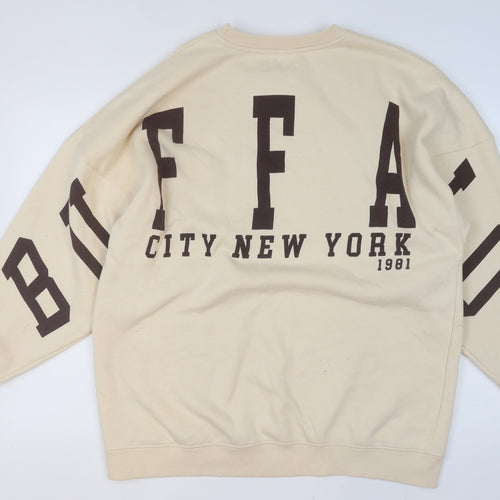 PrettyLittleThing Women Beige Pullover Sweatshirt Size 8 Graphic Print
