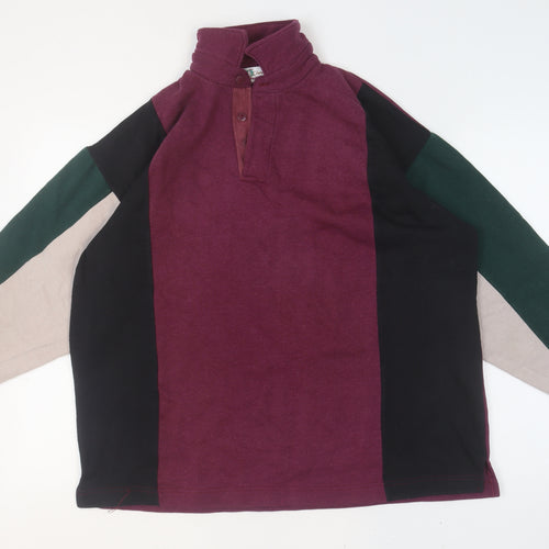 Chardonnay Women Burgundy Colourblock Henley Sweatshirt Size L