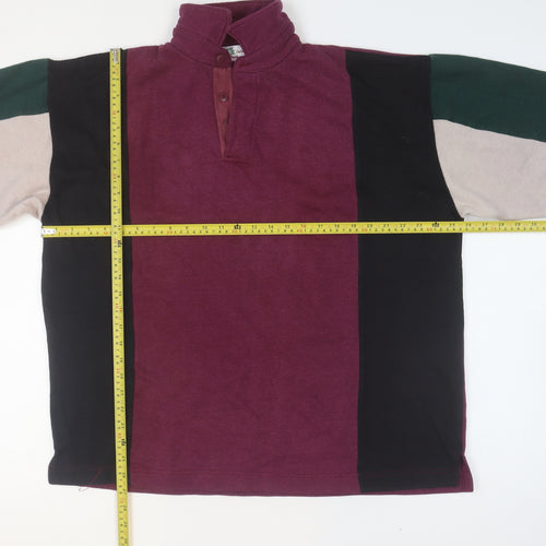 Chardonnay Women Burgundy Colourblock Henley Sweatshirt Size L