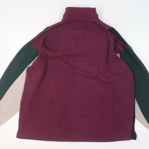 Chardonnay Women Burgundy Colourblock Henley Sweatshirt Size L