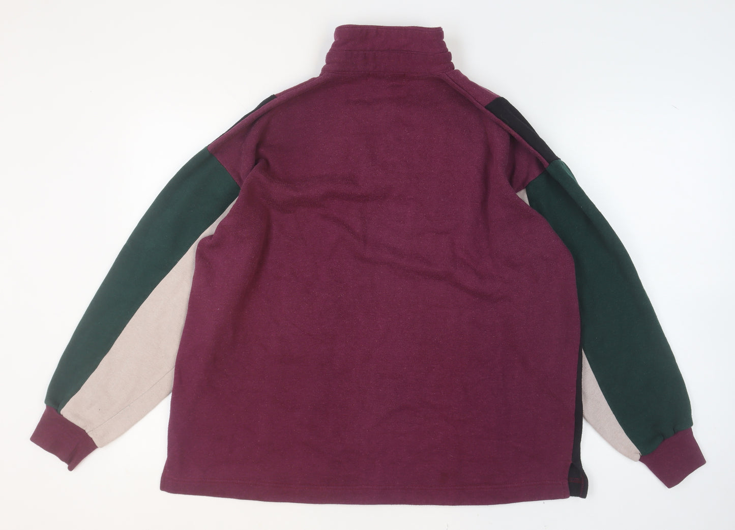 Chardonnay Women Burgundy Colourblock Henley Sweatshirt Size L