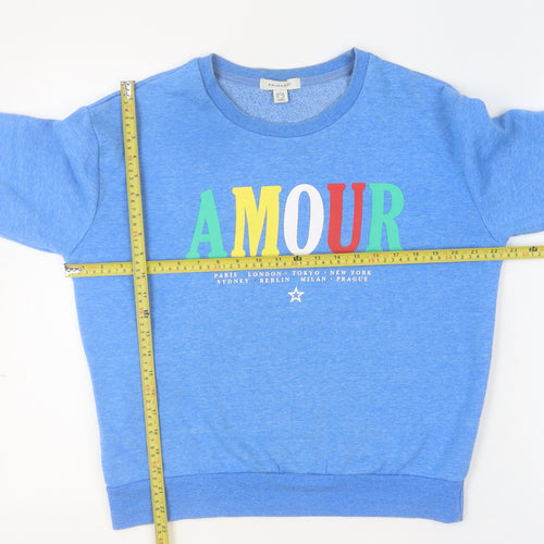Primark Girls Blue AMOUR Graphic Print Fleece Sweatshirt Size S