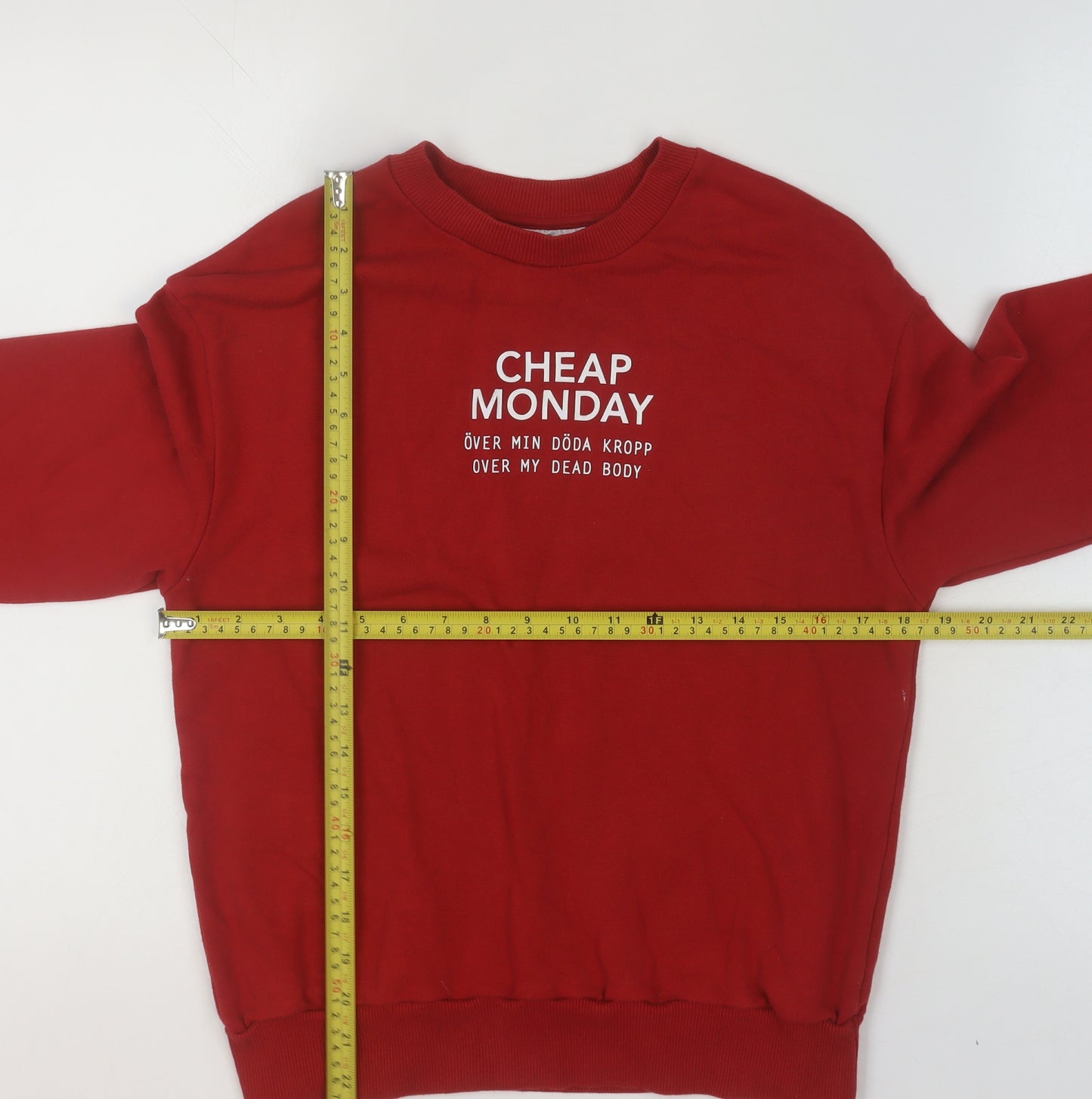 Cheap Monday Women Red XS Pullover Sweatshirt Crew Neck Cotton Blend