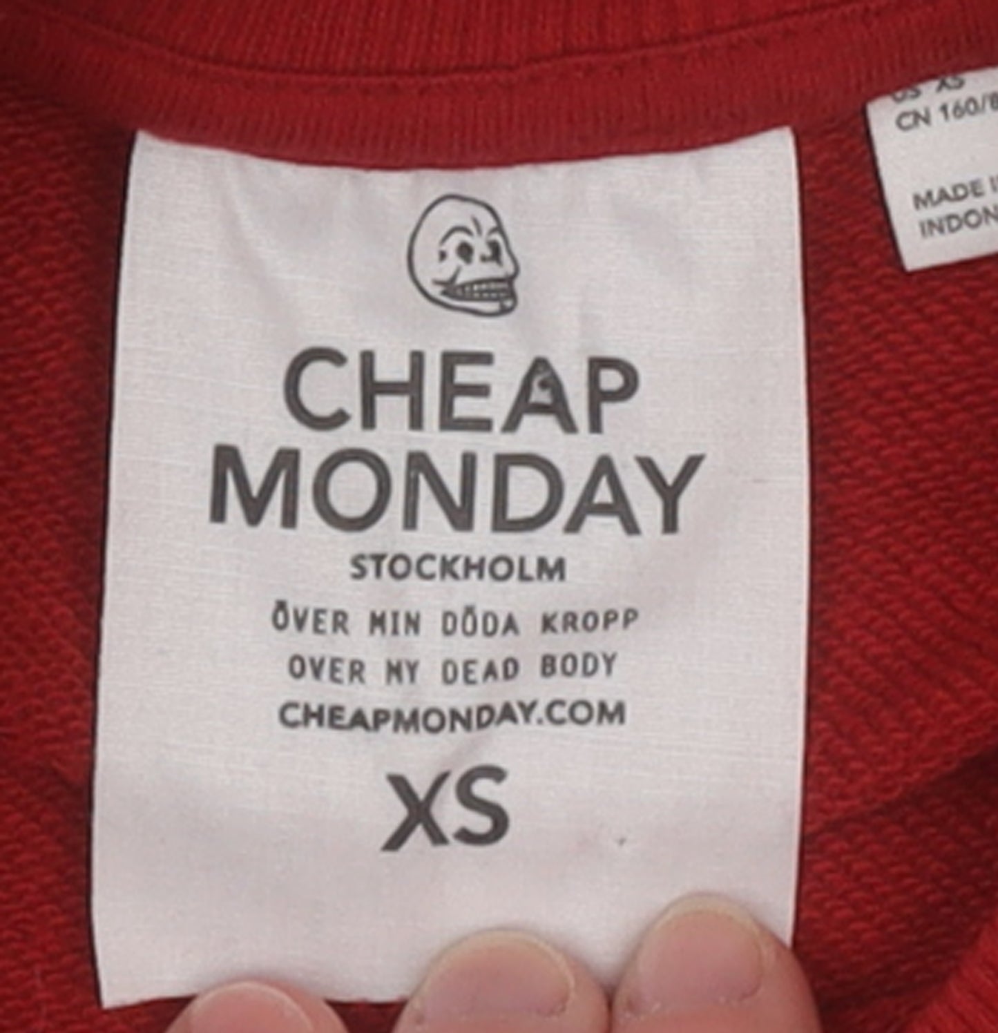 Cheap Monday Women Red XS Pullover Sweatshirt Crew Neck Cotton Blend