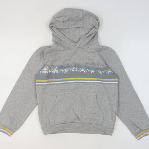 Mountain Warehouse Boys Grey 11-12 Years Pullover Hoodie with Mountain Print