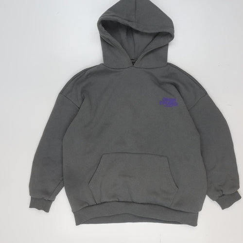 Boohoo Women’s Grey Pullover Hoodie Small Cotton Blend Casual
