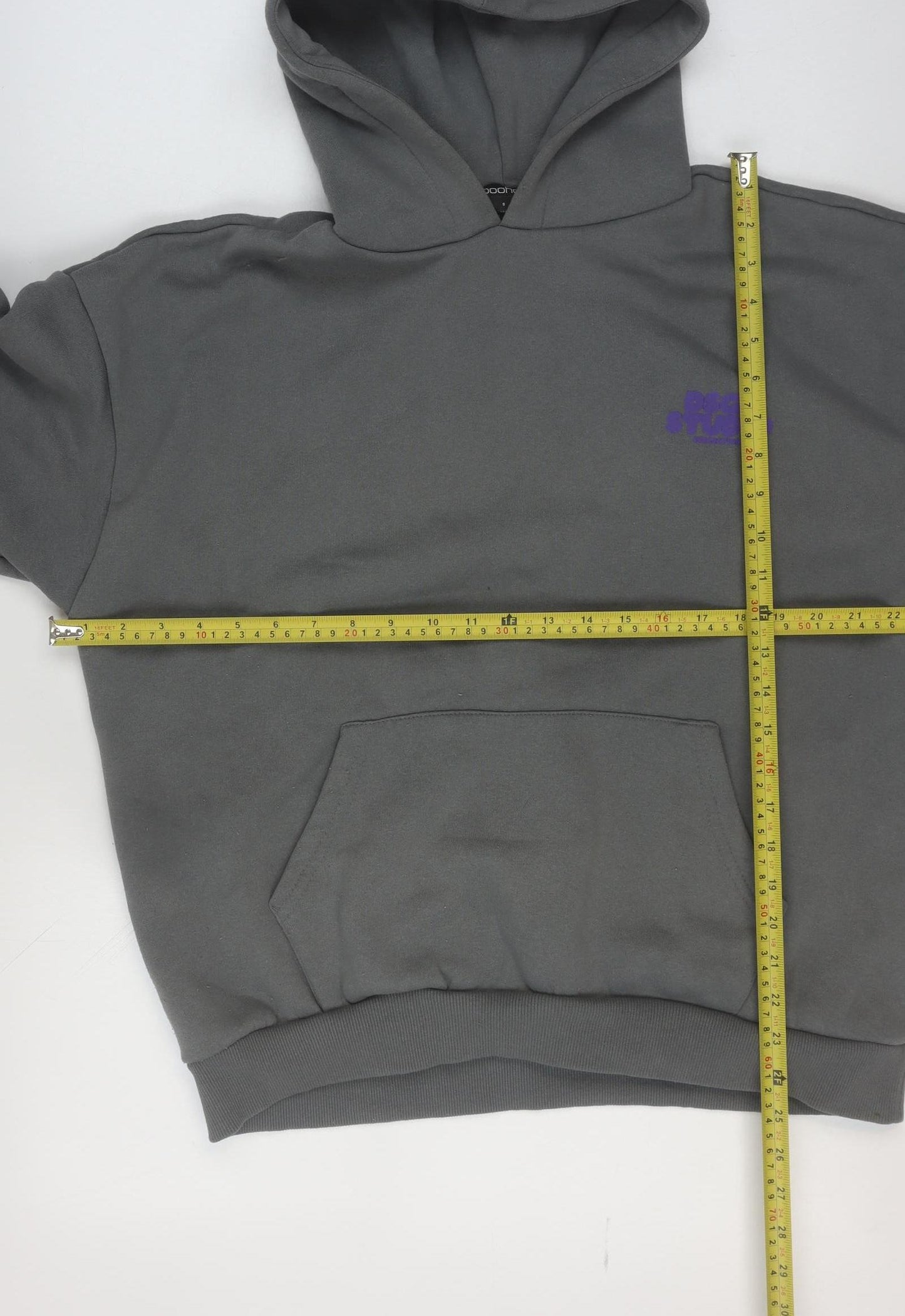Boohoo Women’s Grey Pullover Hoodie Small Cotton Blend Casual