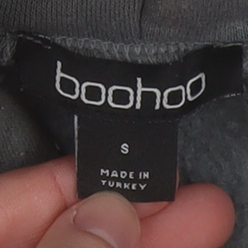 Boohoo Women’s Grey Pullover Hoodie Small Cotton Blend Casual