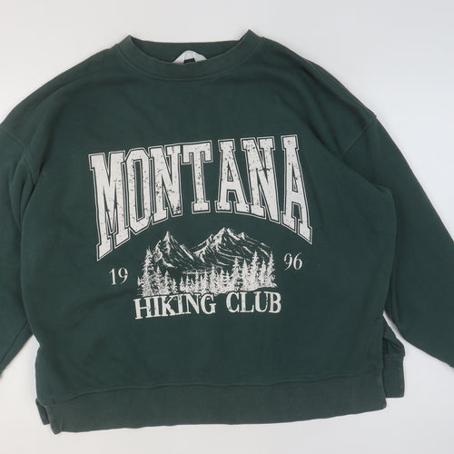 Primark Women Dark Green Montana Hiking Club Pullover Sweatshirt M