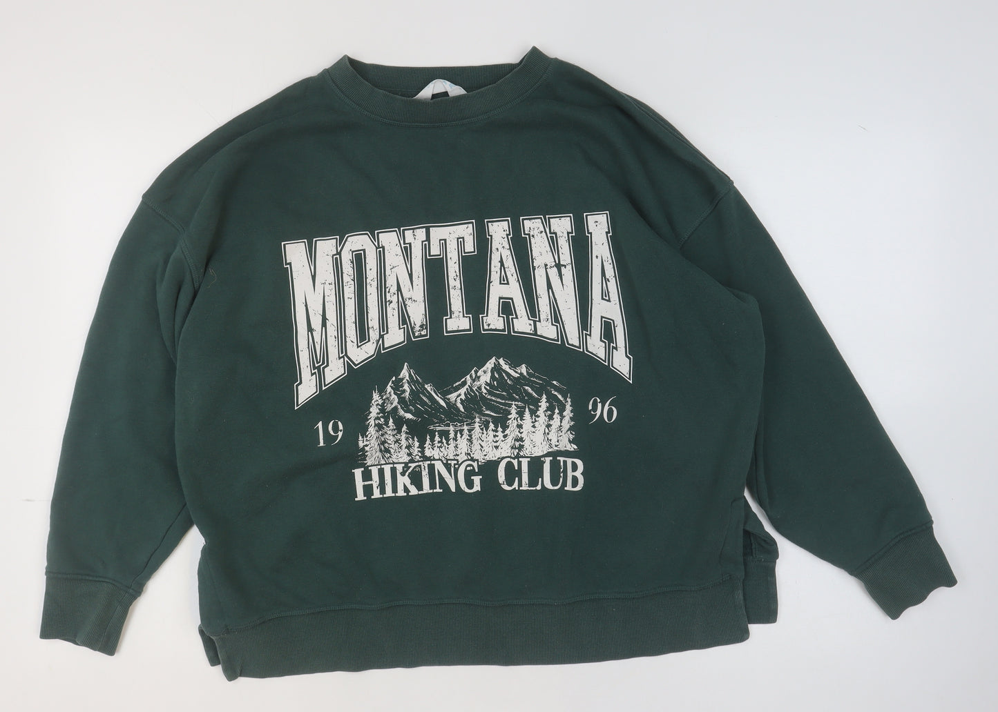 Primark Women Dark Green Montana Hiking Club Pullover Sweatshirt M