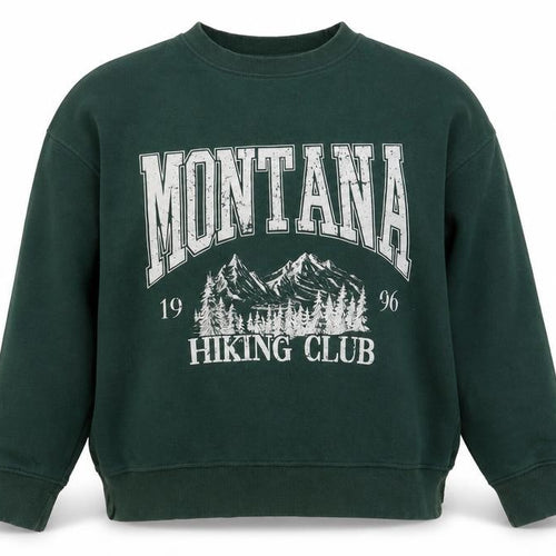 Primark Women Dark Green Montana Hiking Club Pullover Sweatshirt M