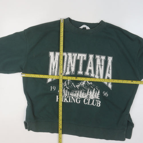 Primark Women Dark Green Montana Hiking Club Pullover Sweatshirt M