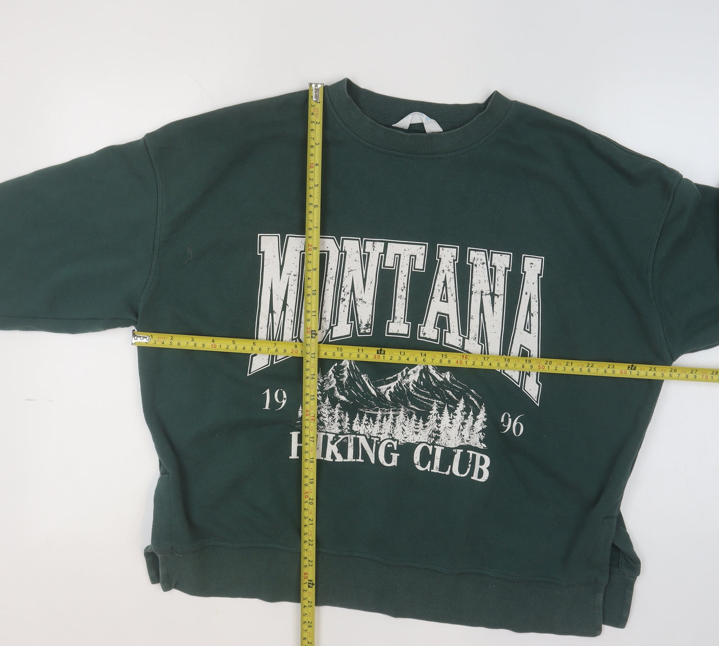 Primark Women Dark Green Montana Hiking Club Pullover Sweatshirt M